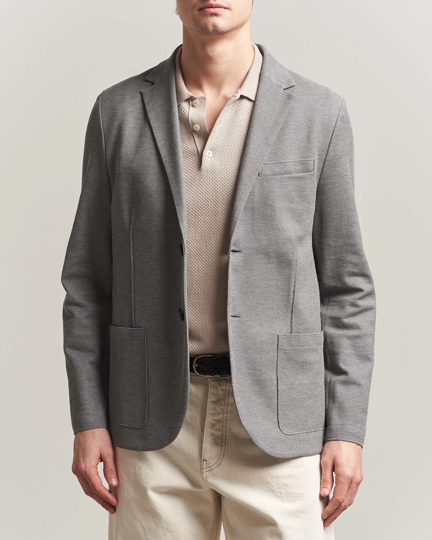 Hombres | Blazers | Harris Wharf London | Loro Piana Honey Comb Blazer Light Grey