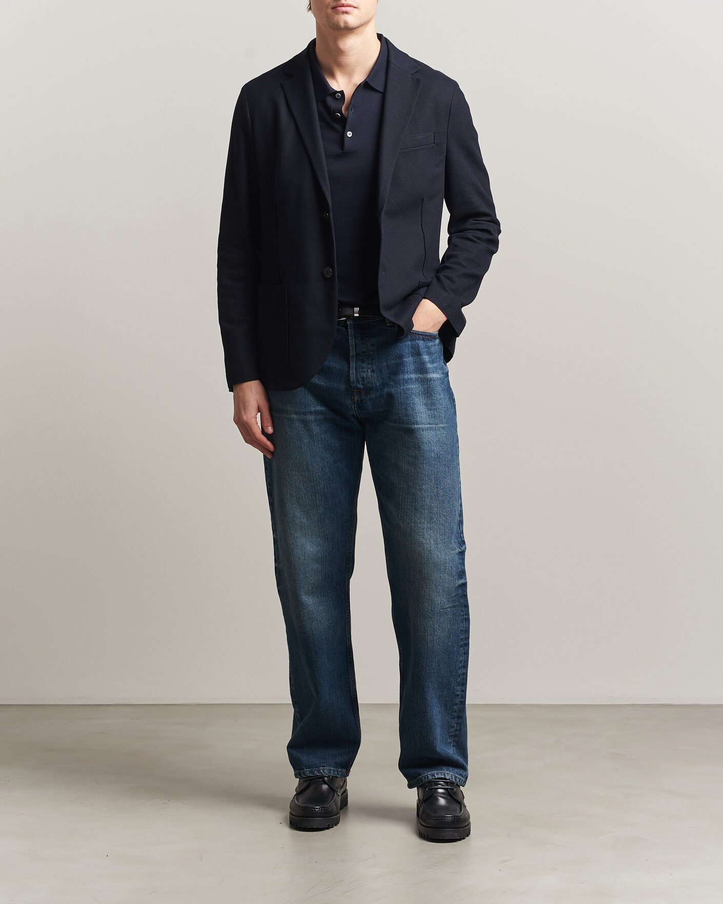 Hombres | Blazers | Harris Wharf London | Loro Piana Honey Comb Blazer Navy Blue