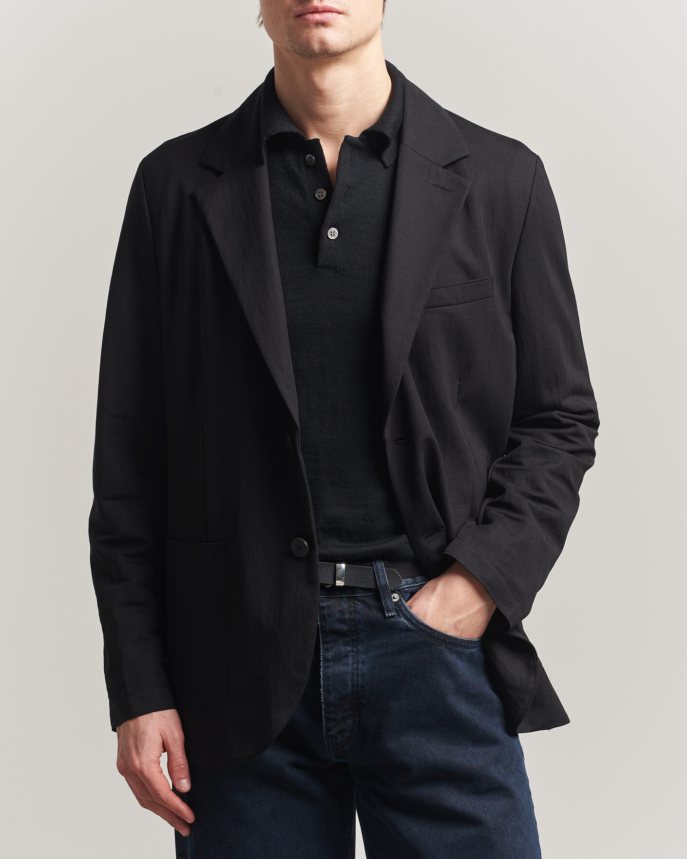 Hombres | Blazers | Harris Wharf London | Rayon Travel Blazer Black