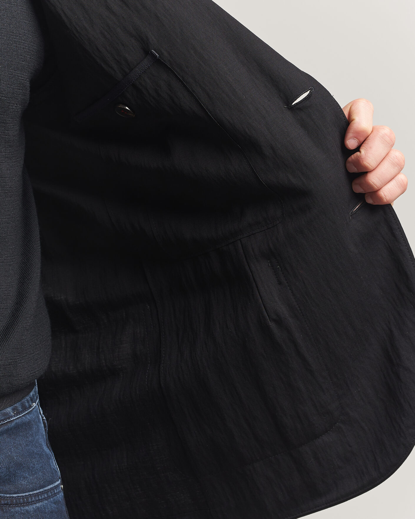 Hombres | Blazers | Harris Wharf London | Rayon Travel Blazer Black