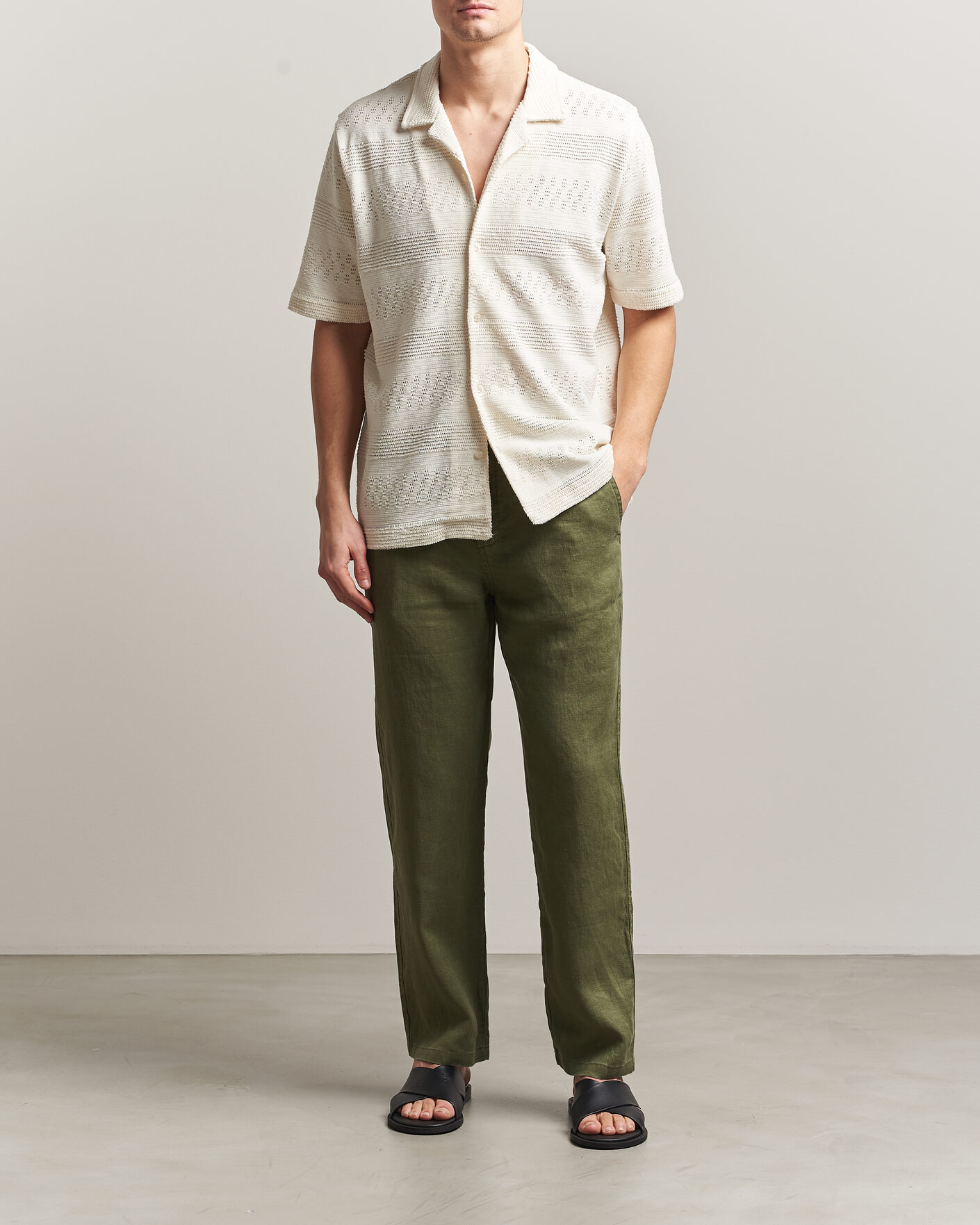 Hombres | Pantalones | Samsøe Samsøe | Jabari Linen Drawstring Trousers Burnt Olive