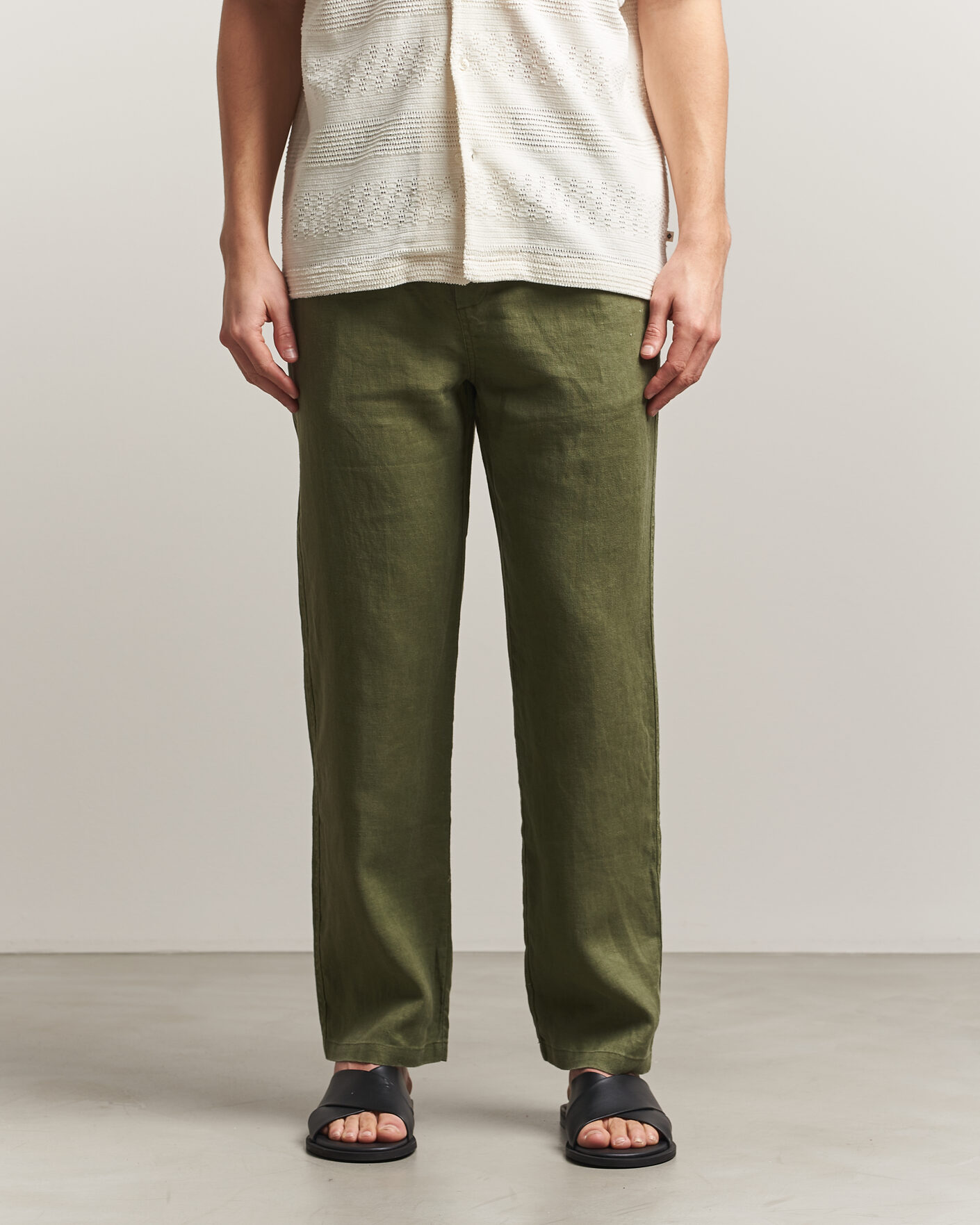 Hombres | Pantalones | Samsøe Samsøe | Jabari Linen Drawstring Trousers Burnt Olive