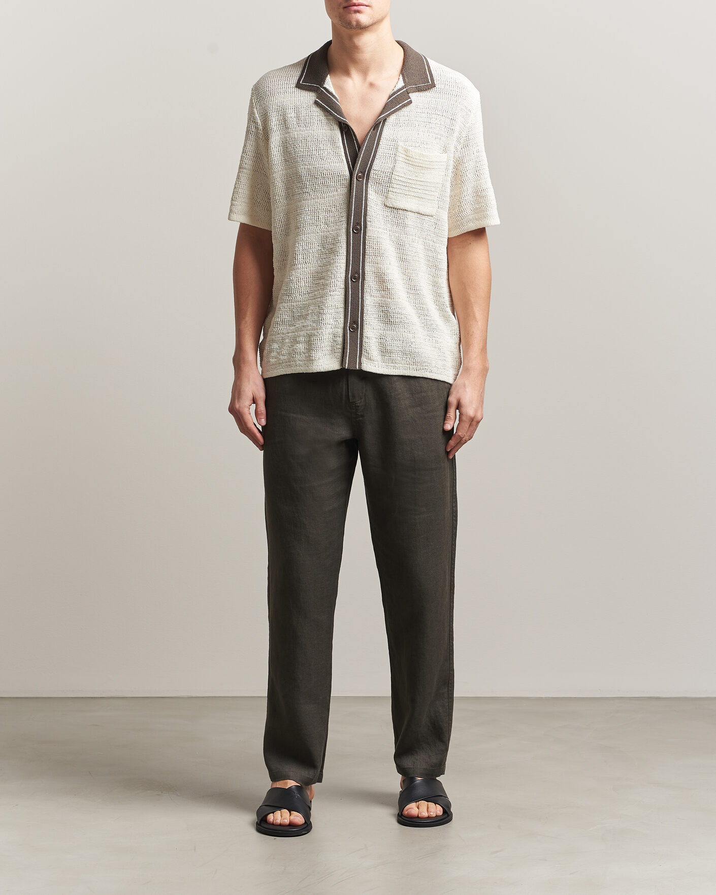 Hombres | Pantalones | Samsøe Samsøe | Jabari Linen Drawstring Trousers Black Olive