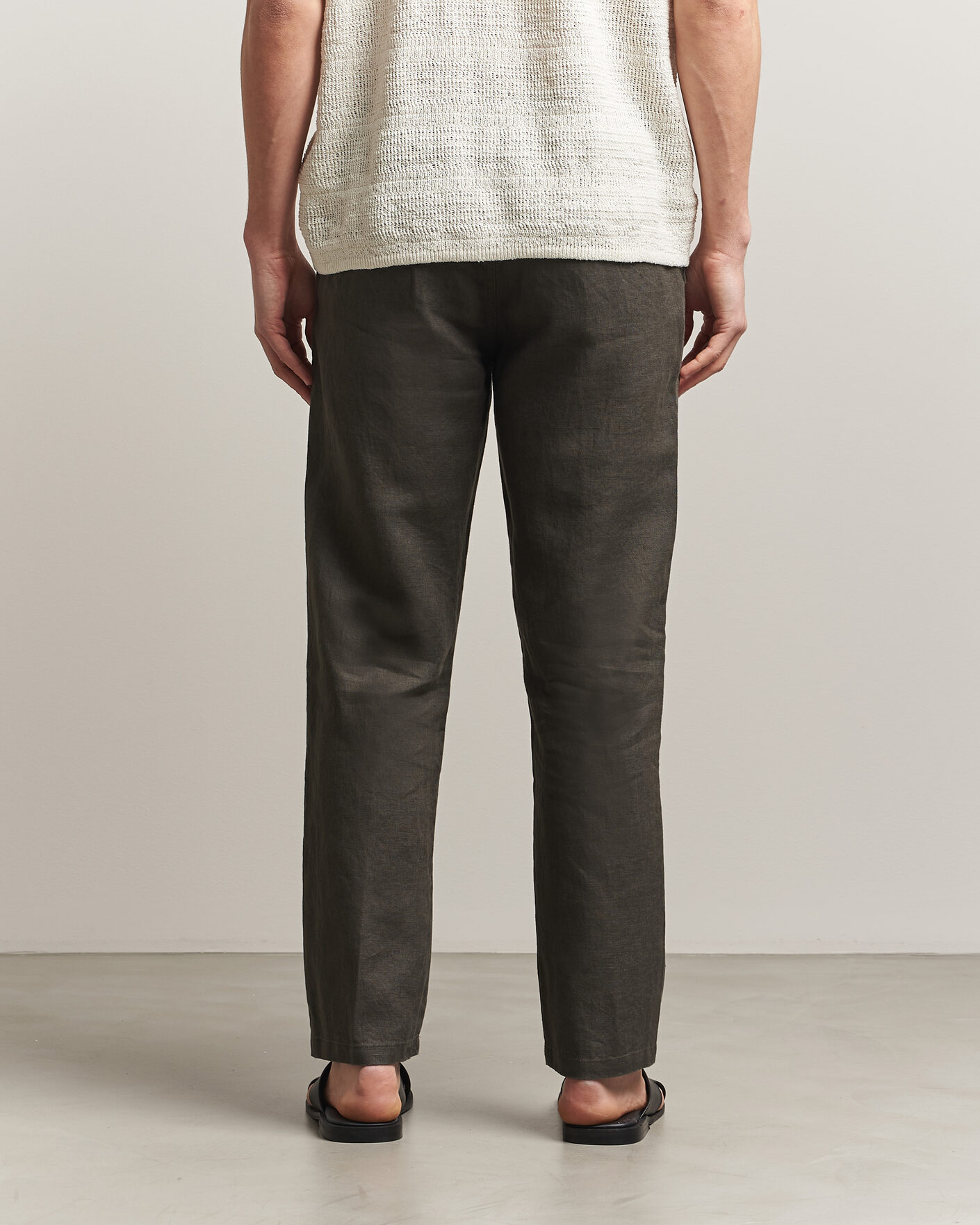 Hombres | Pantalones | Samsøe Samsøe | Jabari Linen Drawstring Trousers Black Olive