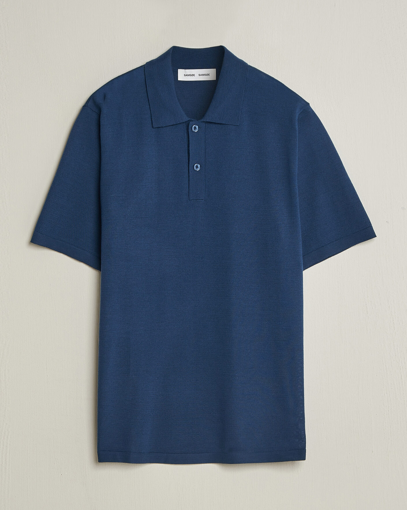 Hombres | Polos | Samsøe Samsøe | Rowan Knitted Polo Insignia Blue