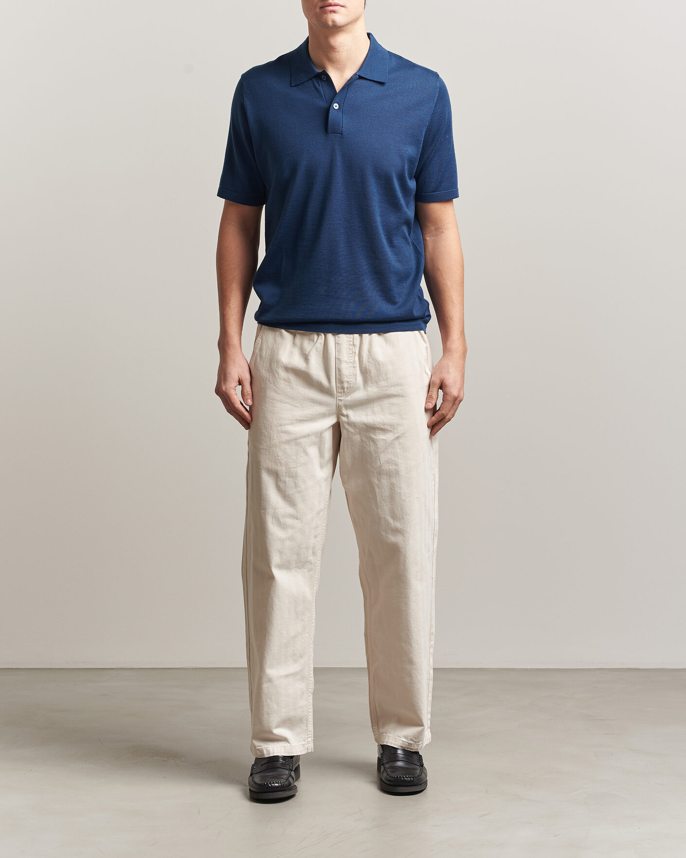 Hombres | Polos | Samsøe Samsøe | Rowan Knitted Polo Insignia Blue