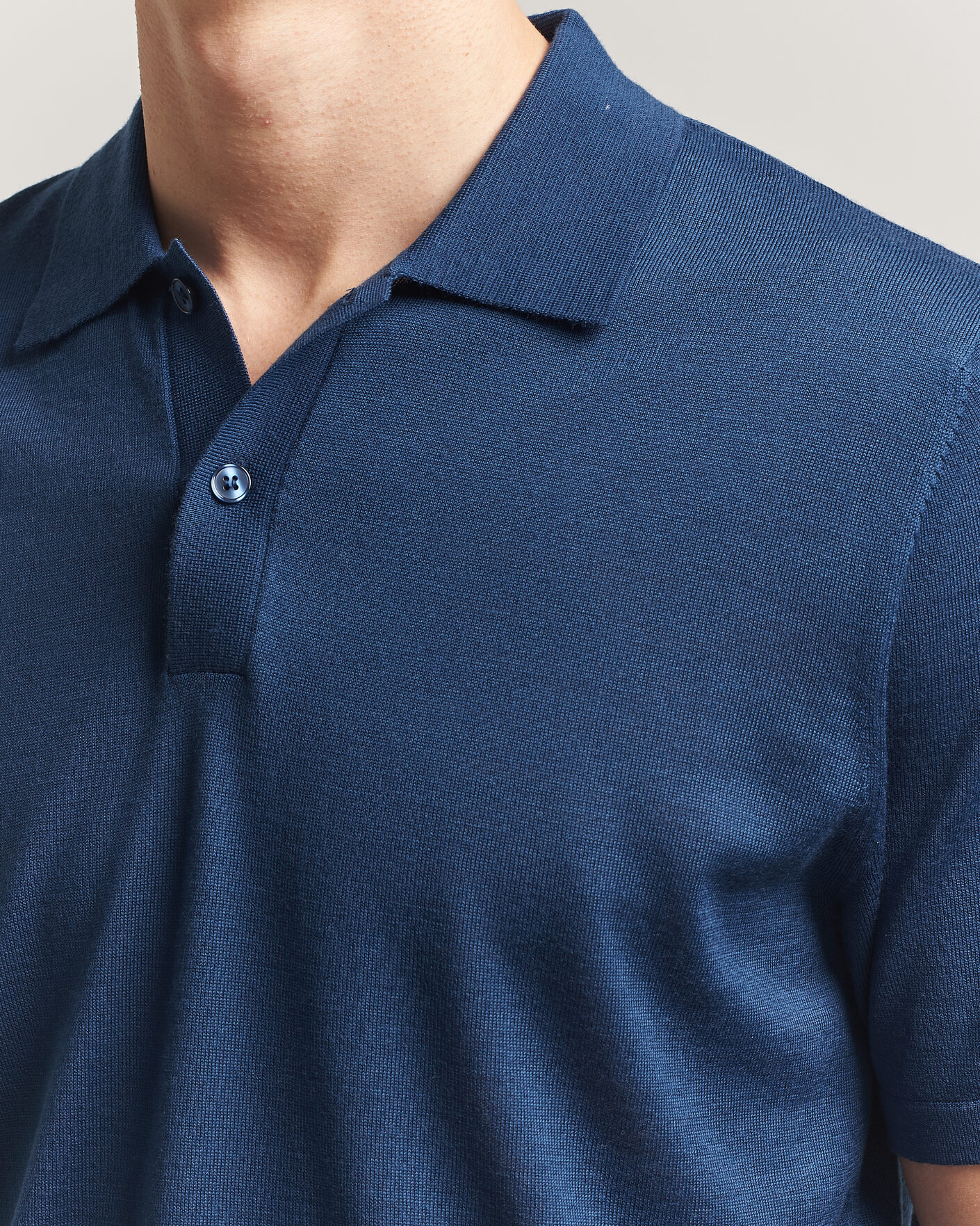 Hombres | Polos | Samsøe Samsøe | Rowan Knitted Polo Insignia Blue