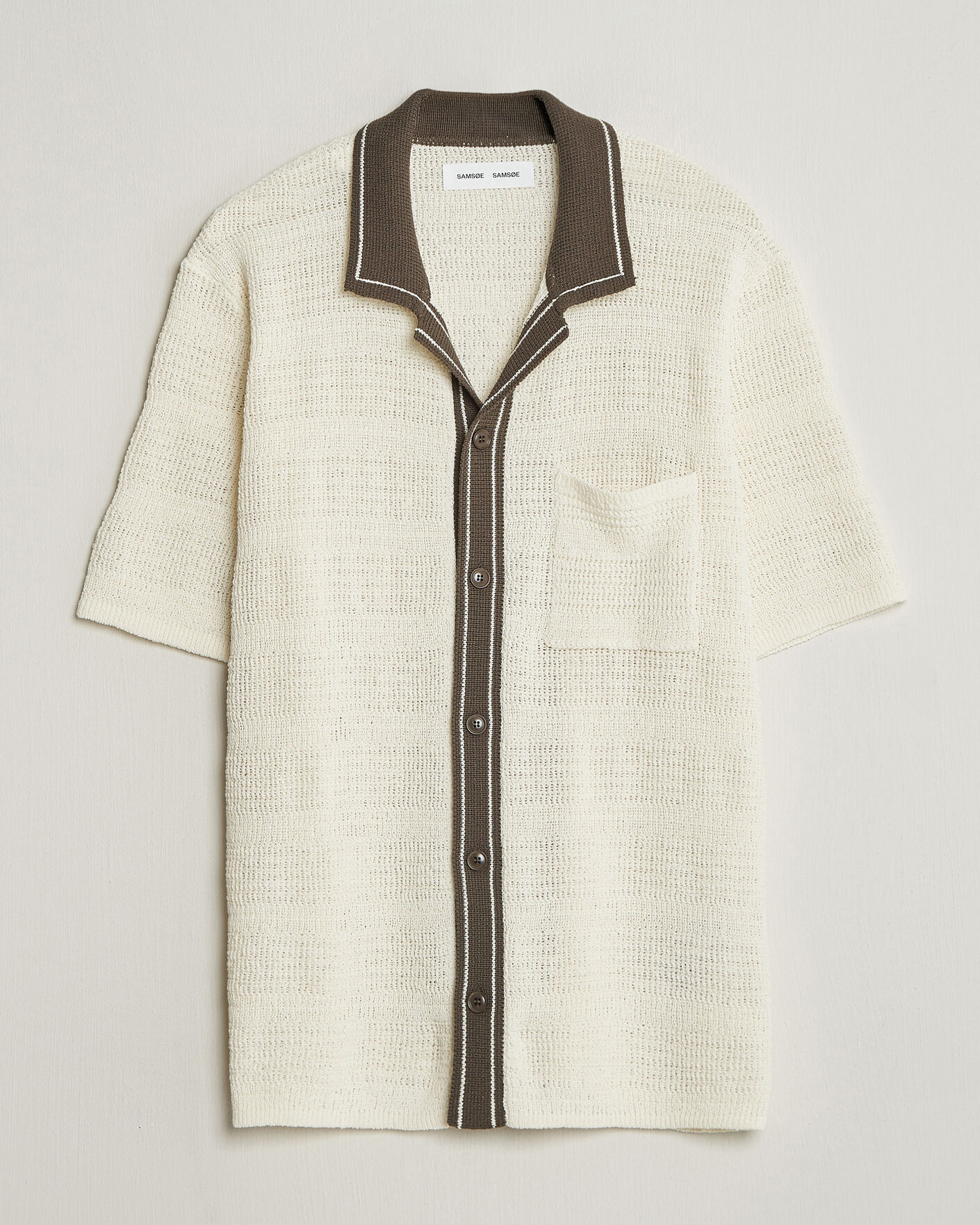 Hombres | Camisas | Samsøe Samsøe | Percy Knitted Short Sleeve Shirt Clear Cream