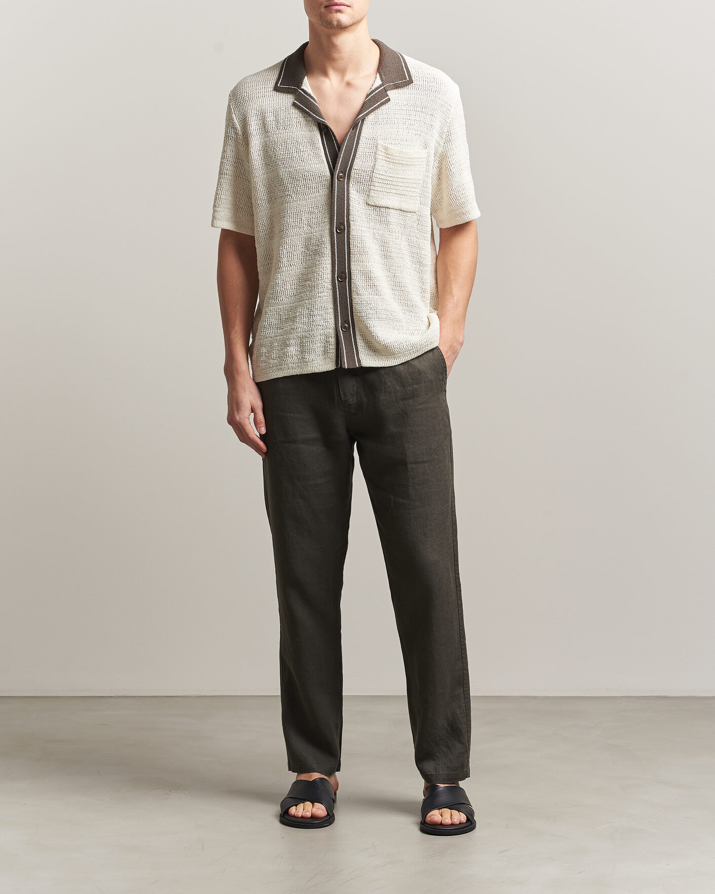 Hombres | Camisas | Samsøe Samsøe | Percy Knitted Short Sleeve Shirt Clear Cream