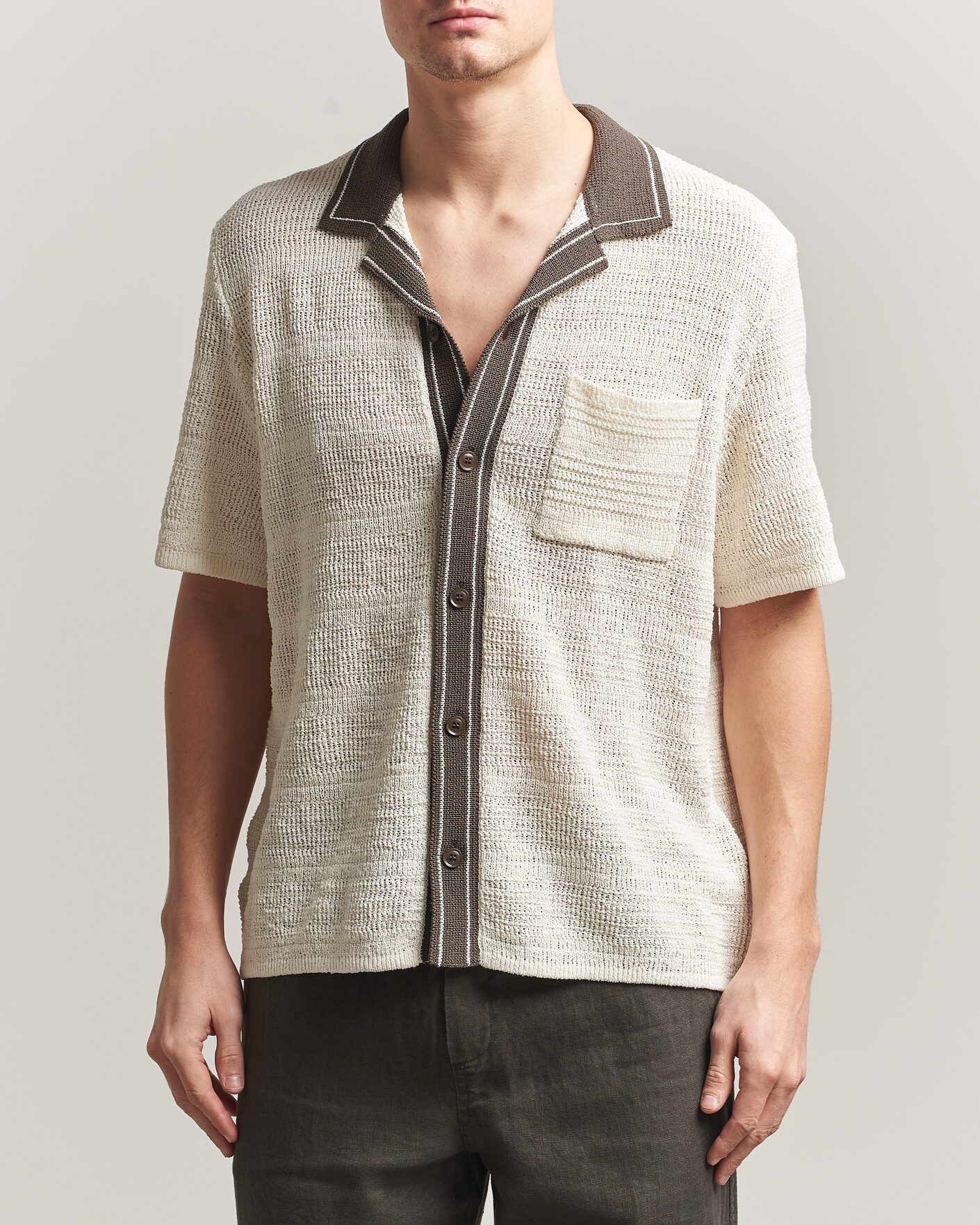 Hombres | Camisas | Samsøe Samsøe | Percy Knitted Short Sleeve Shirt Clear Cream