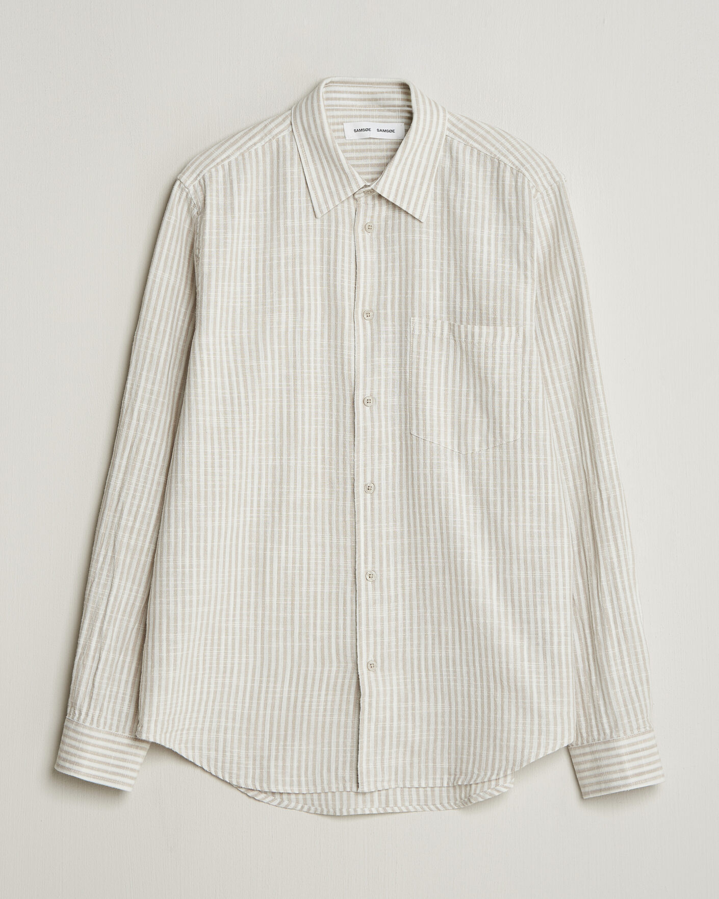 Hombres | Camisas | Samsøe Samsøe | Liam Cotton/Linen Striped Shirt Moonstruck