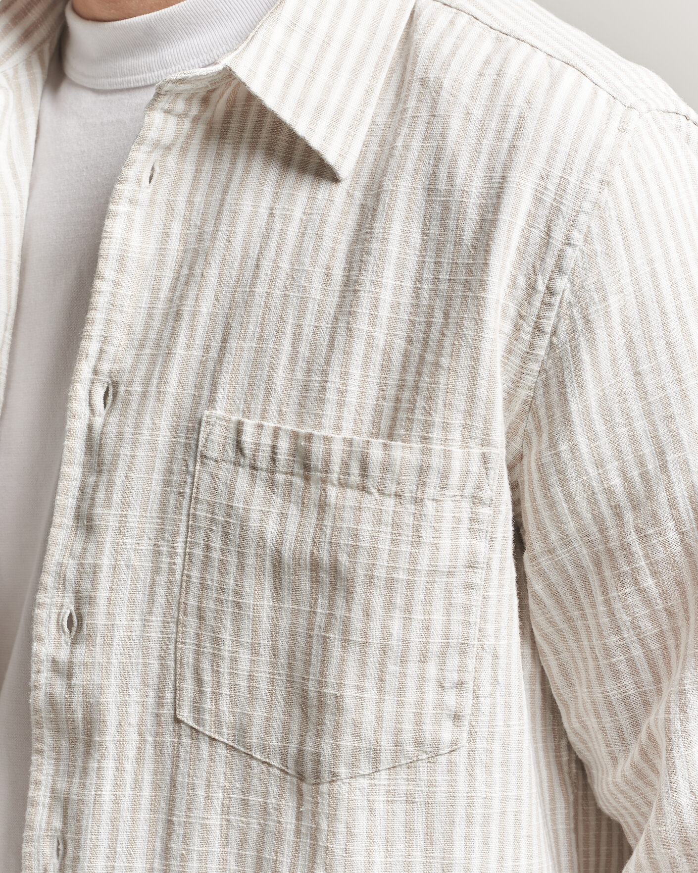 Hombres | Camisas | Samsøe Samsøe | Liam Cotton/Linen Striped Shirt Moonstruck