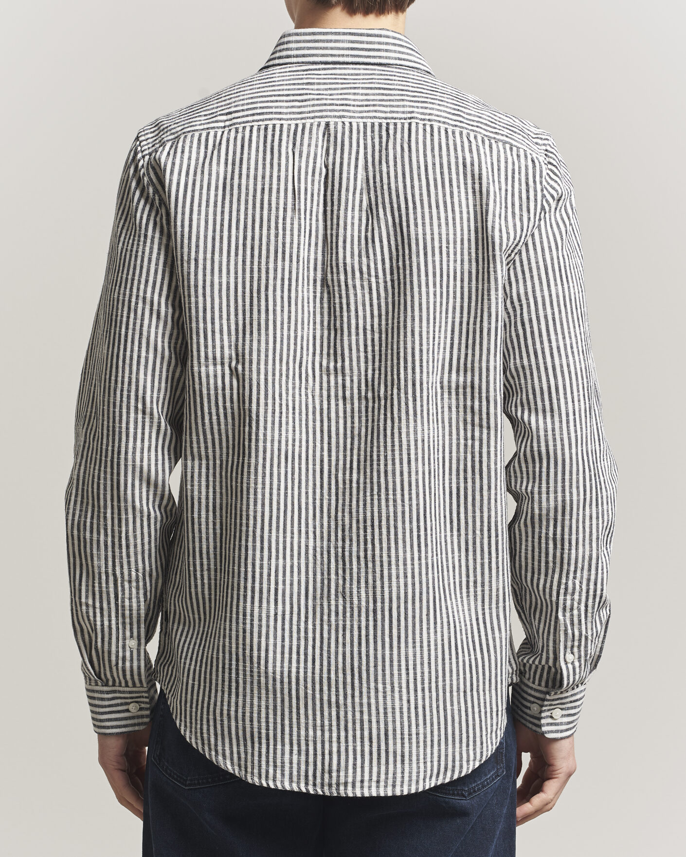 Hombres | Camisas | Samsøe Samsøe | Liam Cotton/Linen Striped Shirt Salute Navy