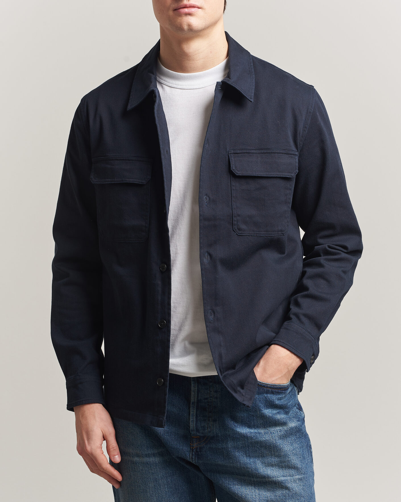 Hombres | Camisas | Samsøe Samsøe | Taka Cotton Overshirt Salute Navy