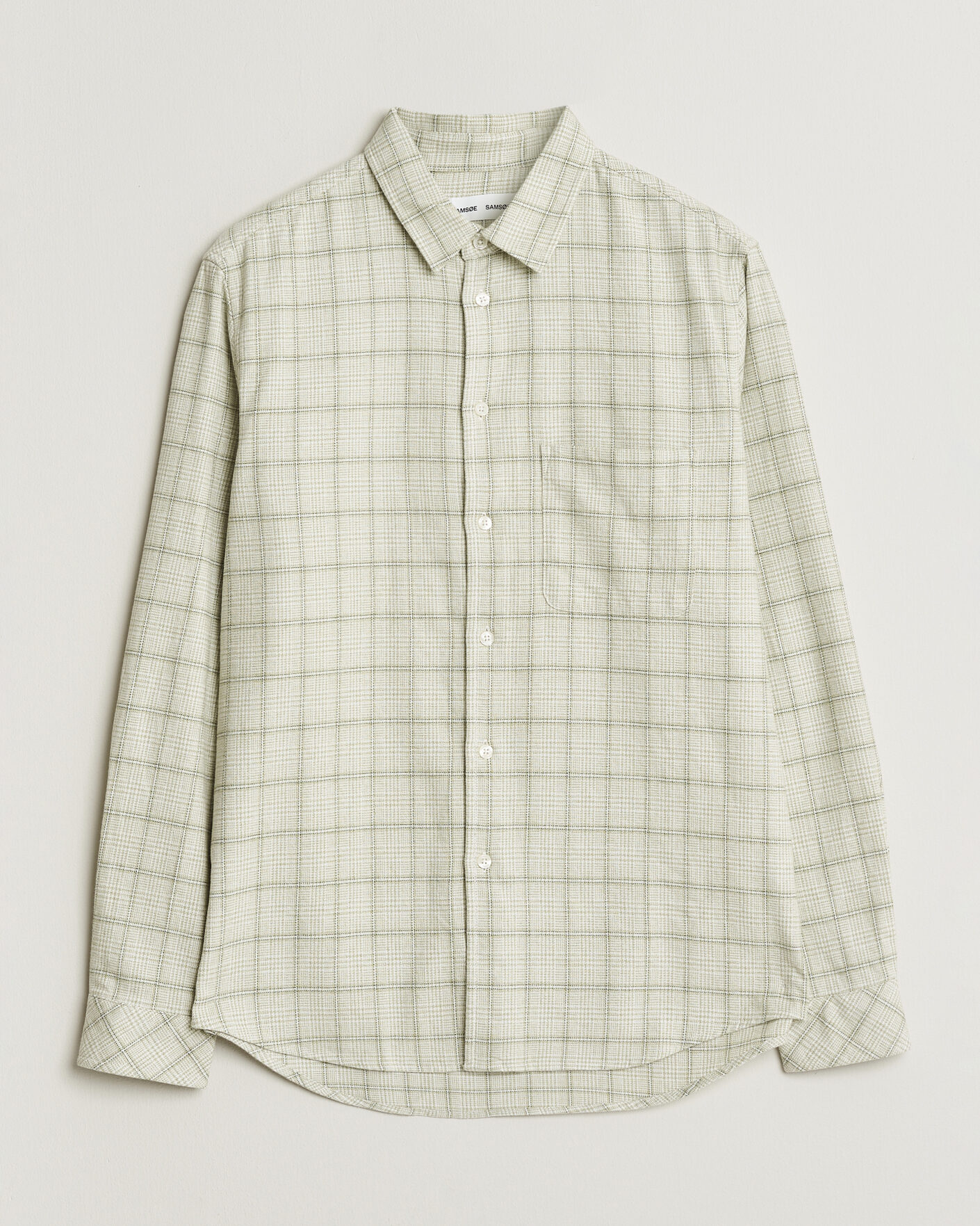 Hombres | Camisas | Samsøe Samsøe | Liam Checked Cotton Shirt Off White