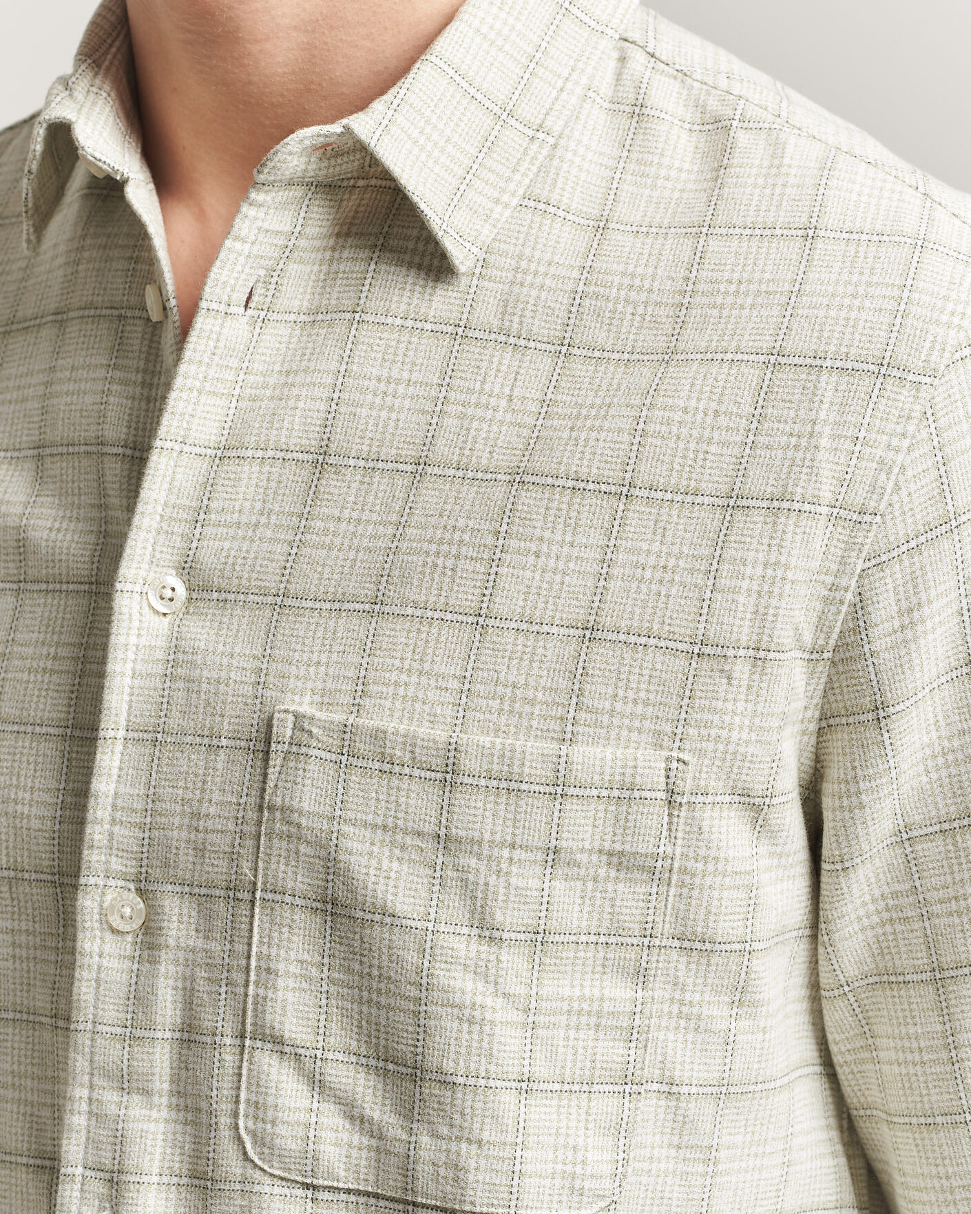Hombres | Camisas | Samsøe Samsøe | Liam Checked Cotton Shirt Off White