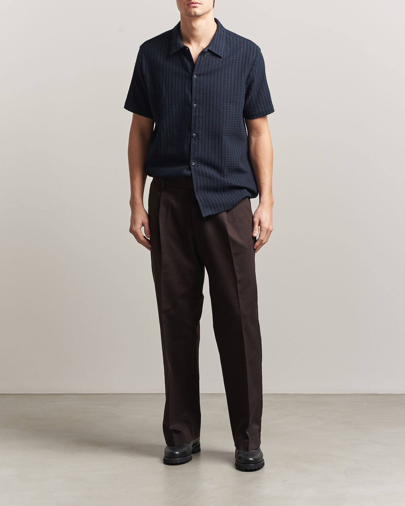 Hombres | Camisas | Samsøe Samsøe | Avan Structured Short Sleeve Shirt Salute Navy