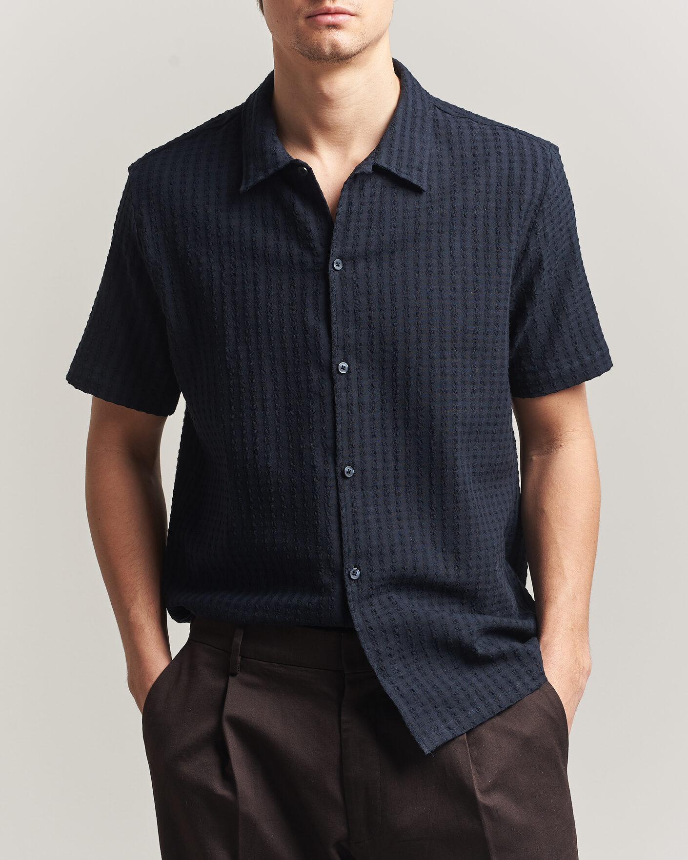Hombres | Camisas | Samsøe Samsøe | Avan Structured Short Sleeve Shirt Salute Navy