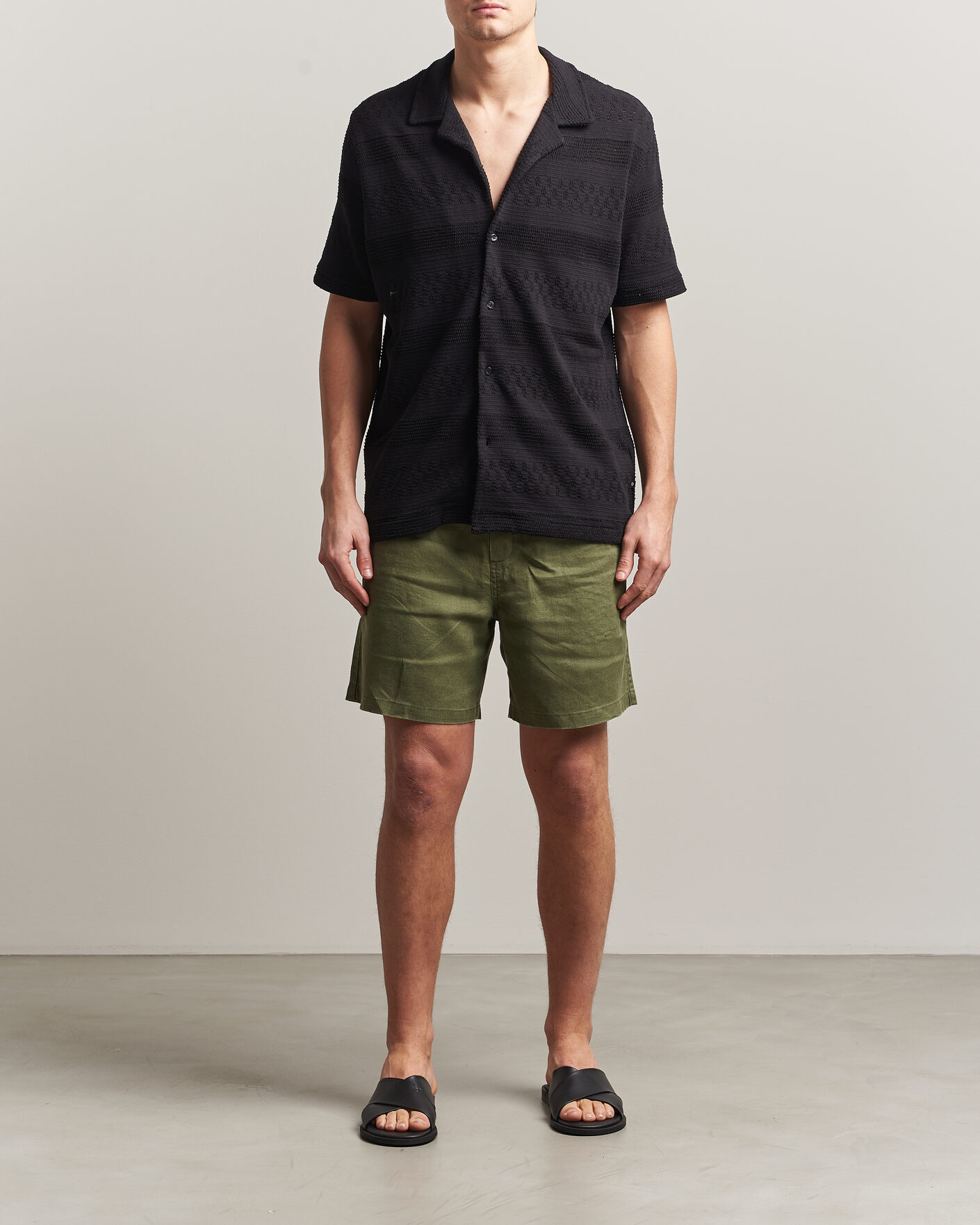 Hombres | Camisas | Samsøe Samsøe | Martin Knitted Short Sleeve Shirt Black