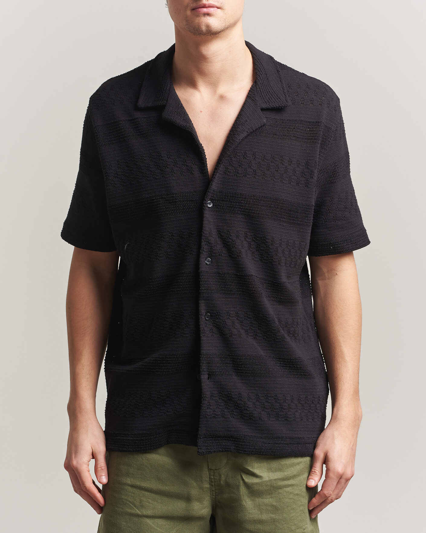 Hombres | Camisas | Samsøe Samsøe | Martin Knitted Short Sleeve Shirt Black