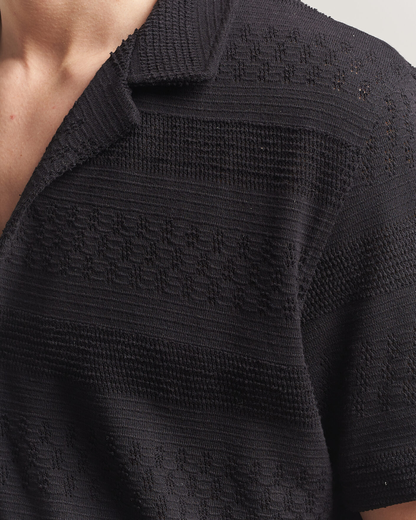Hombres | Camisas | Samsøe Samsøe | Martin Knitted Short Sleeve Shirt Black