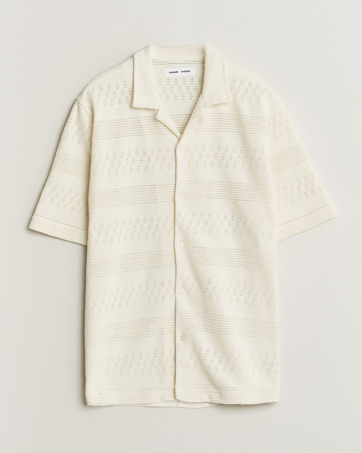 Hombres | Camisas | Samsøe Samsøe | Martin Knitted Short Sleeve Shirt Clear Cream
