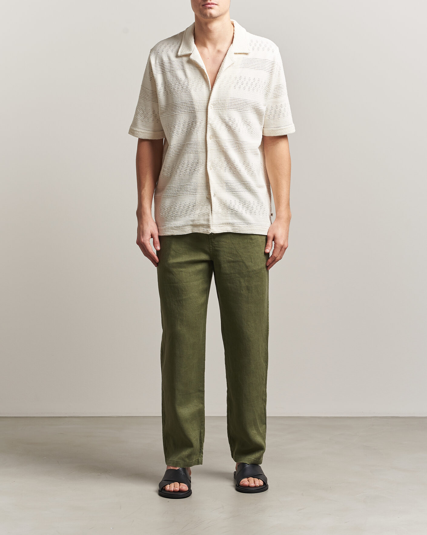 Hombres | Camisas | Samsøe Samsøe | Martin Knitted Short Sleeve Shirt Clear Cream