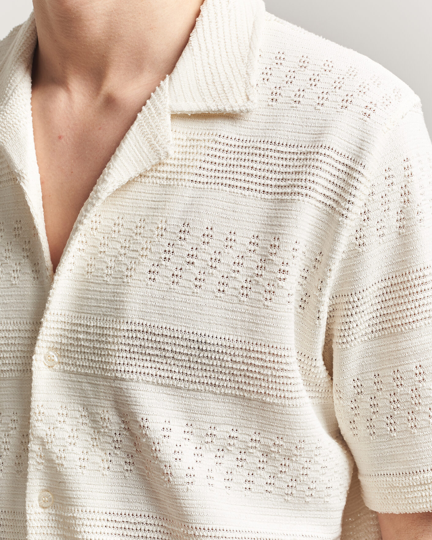 Hombres | Camisas | Samsøe Samsøe | Martin Knitted Short Sleeve Shirt Clear Cream