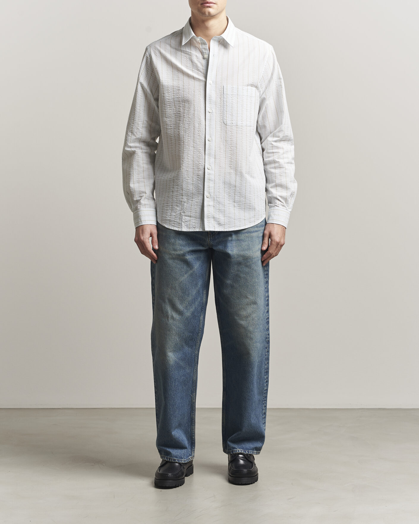Hombres | Camisas | Samsøe Samsøe | Ryan Cotton Striped Shirt Skywriting