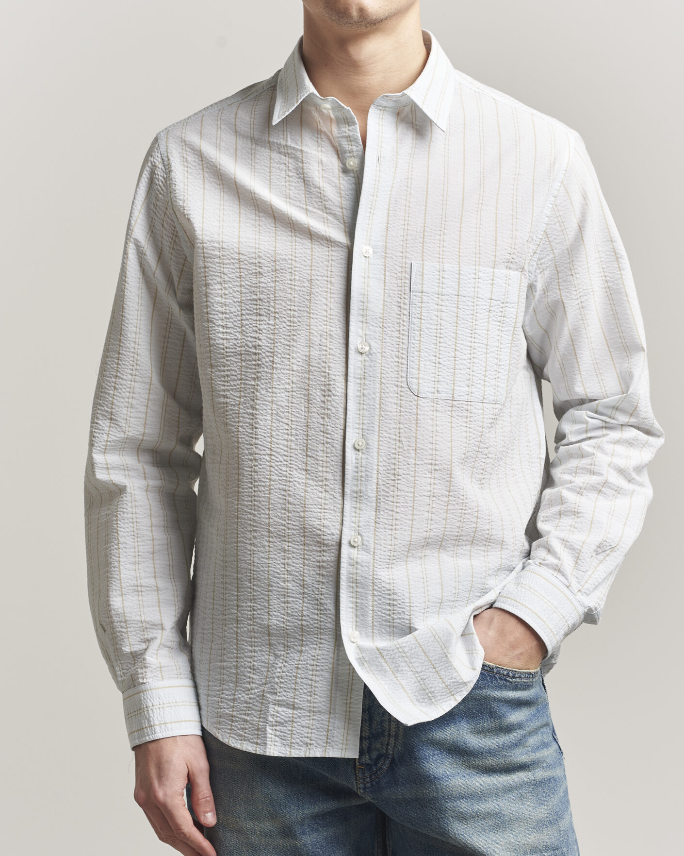 Hombres | Camisas | Samsøe Samsøe | Ryan Cotton Striped Shirt Skywriting
