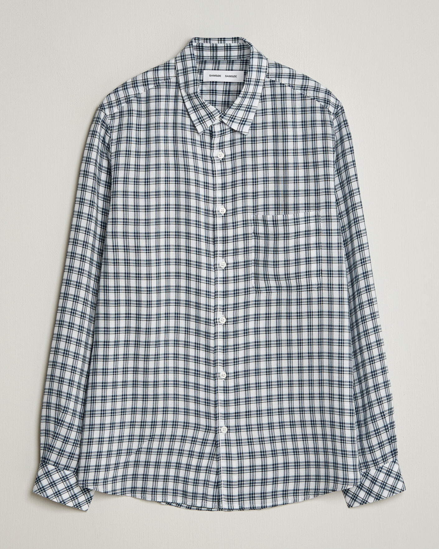 Hombres | Camisas | Samsøe Samsøe | Ryan Tencel Checked Shirt Blue