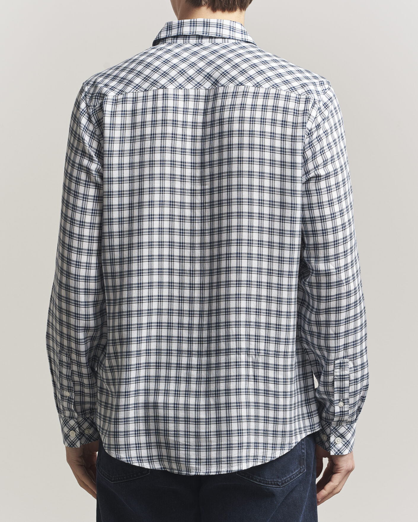 Hombres | Camisas | Samsøe Samsøe | Ryan Tencel Checked Shirt Blue
