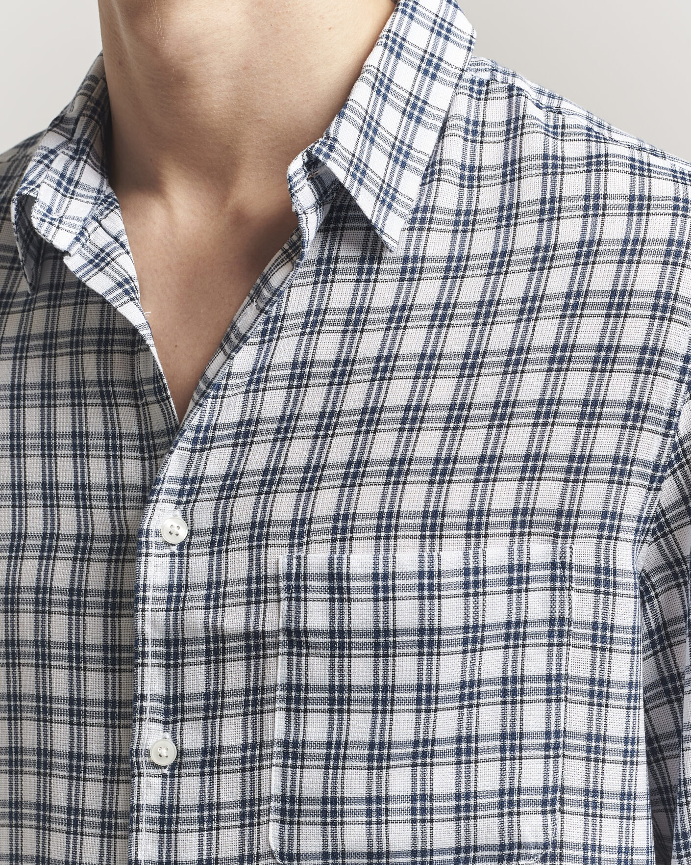 Hombres | Camisas | Samsøe Samsøe | Ryan Tencel Checked Shirt Blue