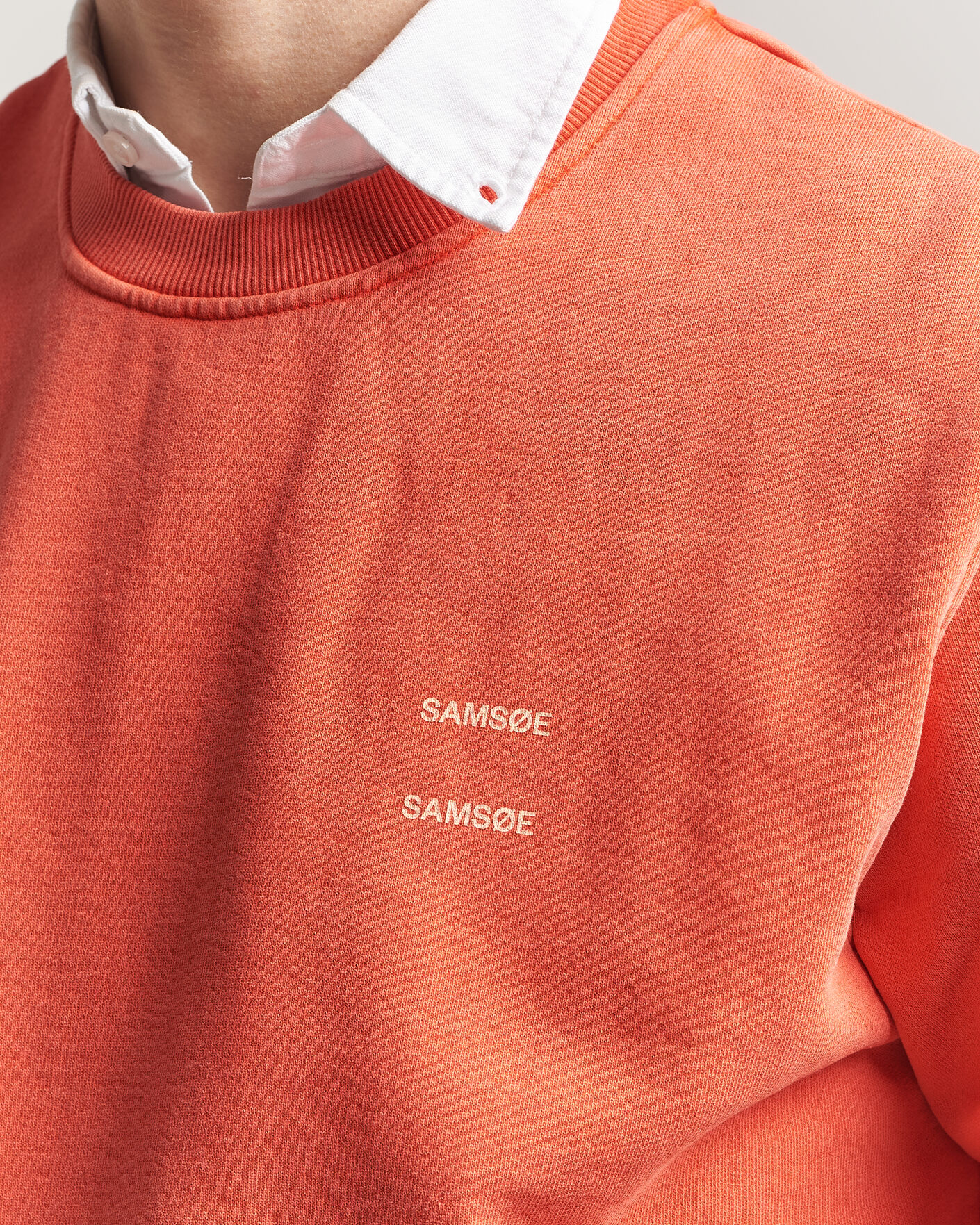 Hombres | Jerséis y prendas de punto | Samsøe Samsøe | Joel Washed Organic Cotton Sweatshirt Aurora Red