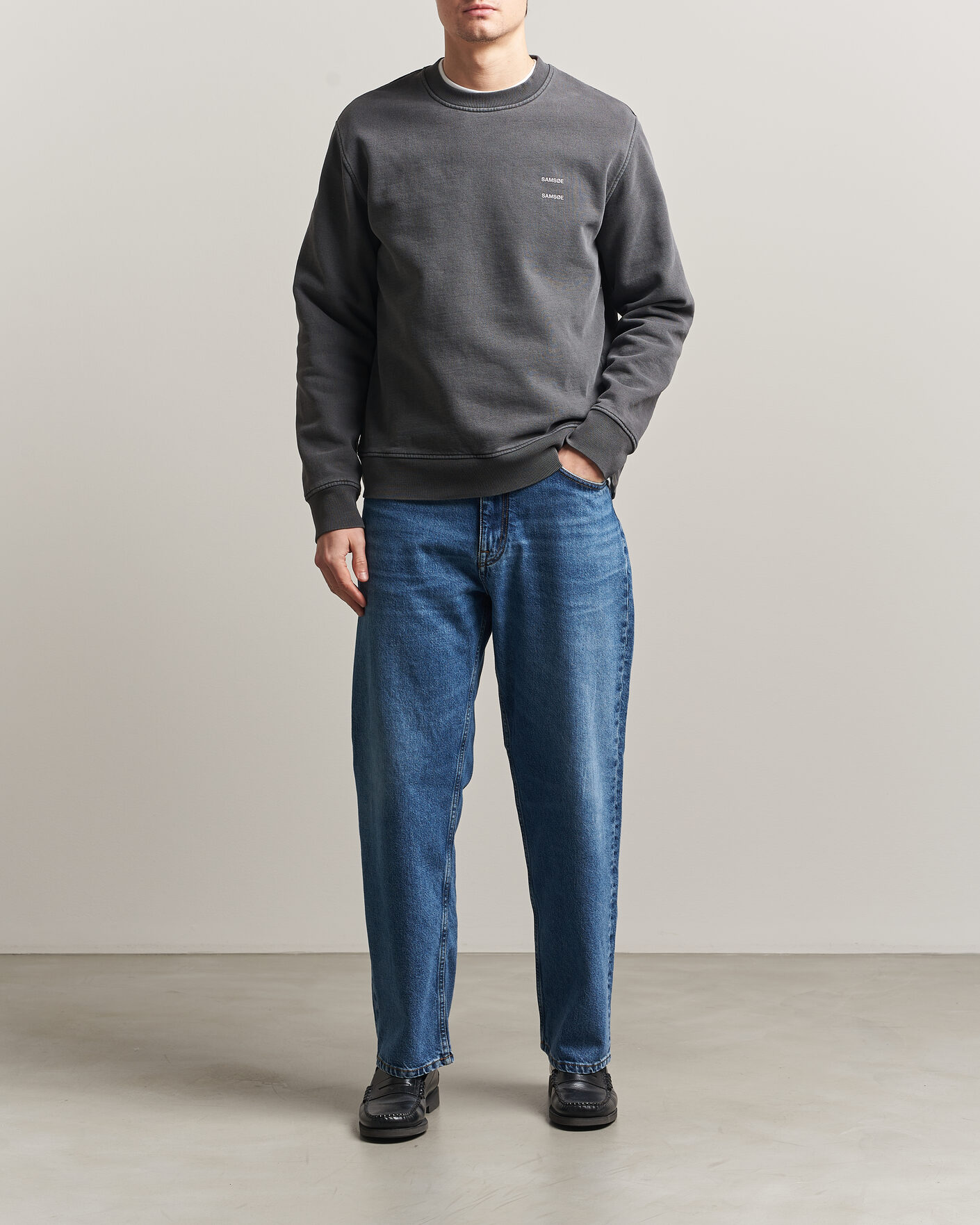Hombres | Jerséis y prendas de punto | Samsøe Samsøe | Joel Washed Organic Cotton Sweatshirt Black