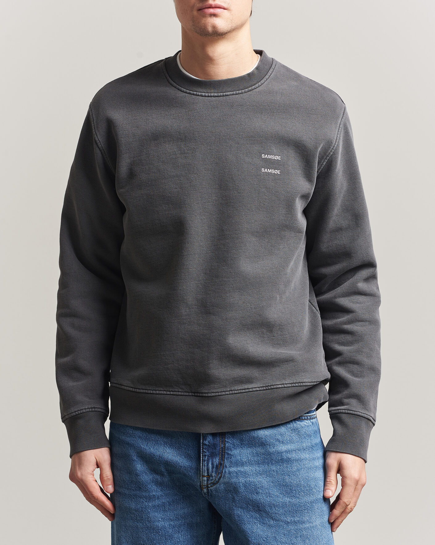 Hombres | Jerséis y prendas de punto | Samsøe Samsøe | Joel Washed Organic Cotton Sweatshirt Black