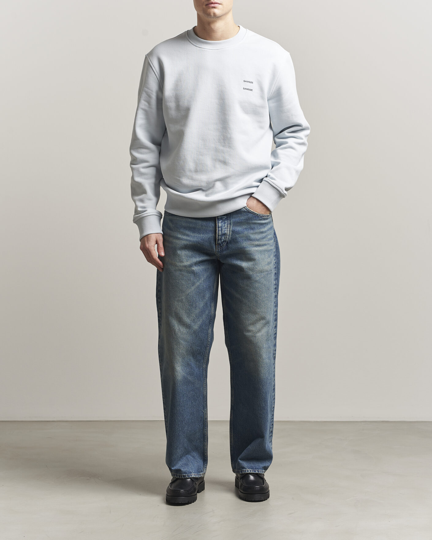 Hombres | Jerséis y prendas de punto | Samsøe Samsøe | Joel Organic Cotton Sweatshirt Skywriting