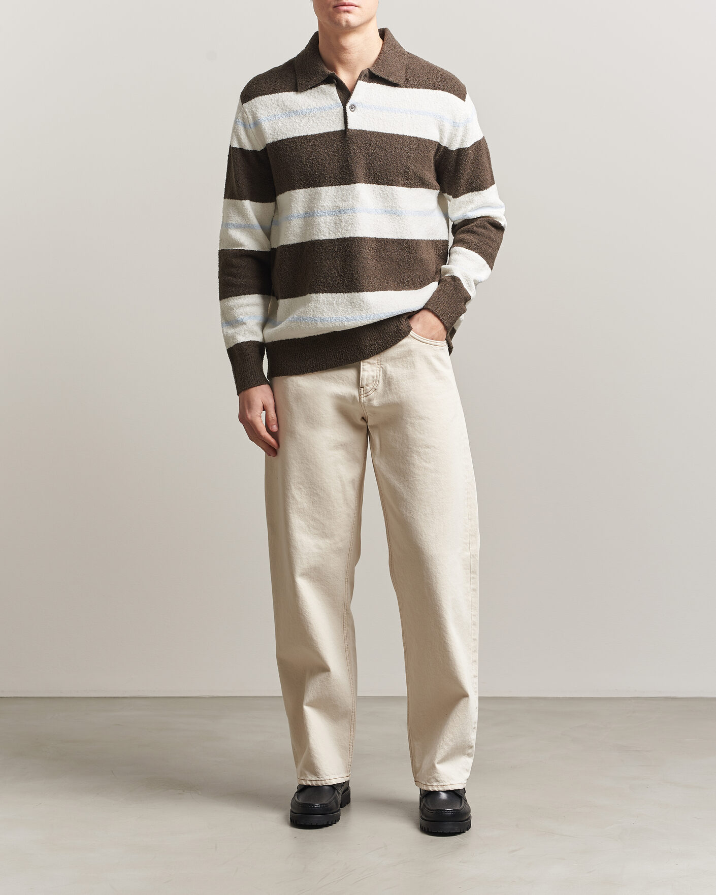 Hombres | Jerséis y prendas de punto | Samsøe Samsøe | Nino Knitted Polo Black Olive/White