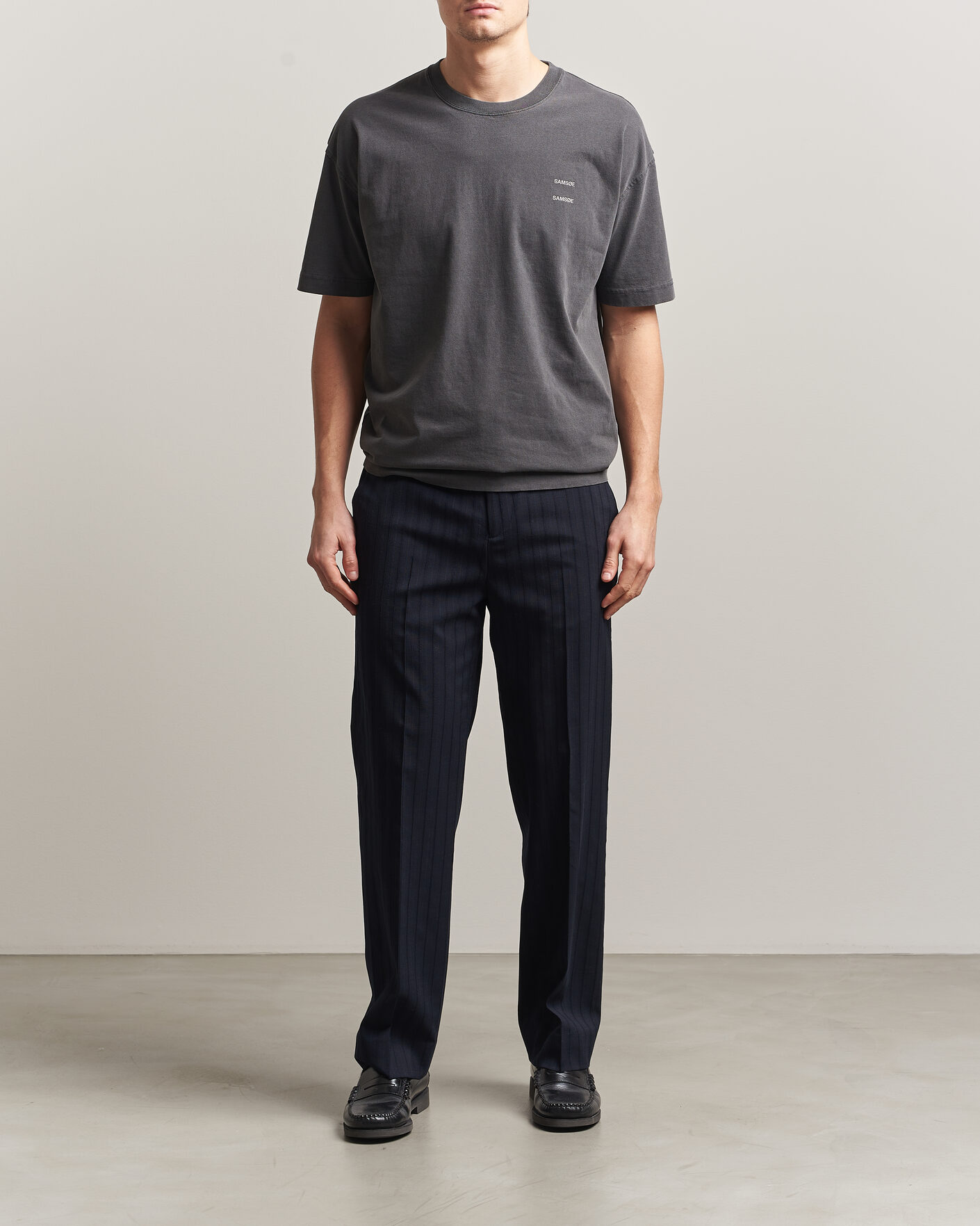 Hombres | Camisetas | Samsøe Samsøe | Joel Washed Organic Cotton T-Shirt Black