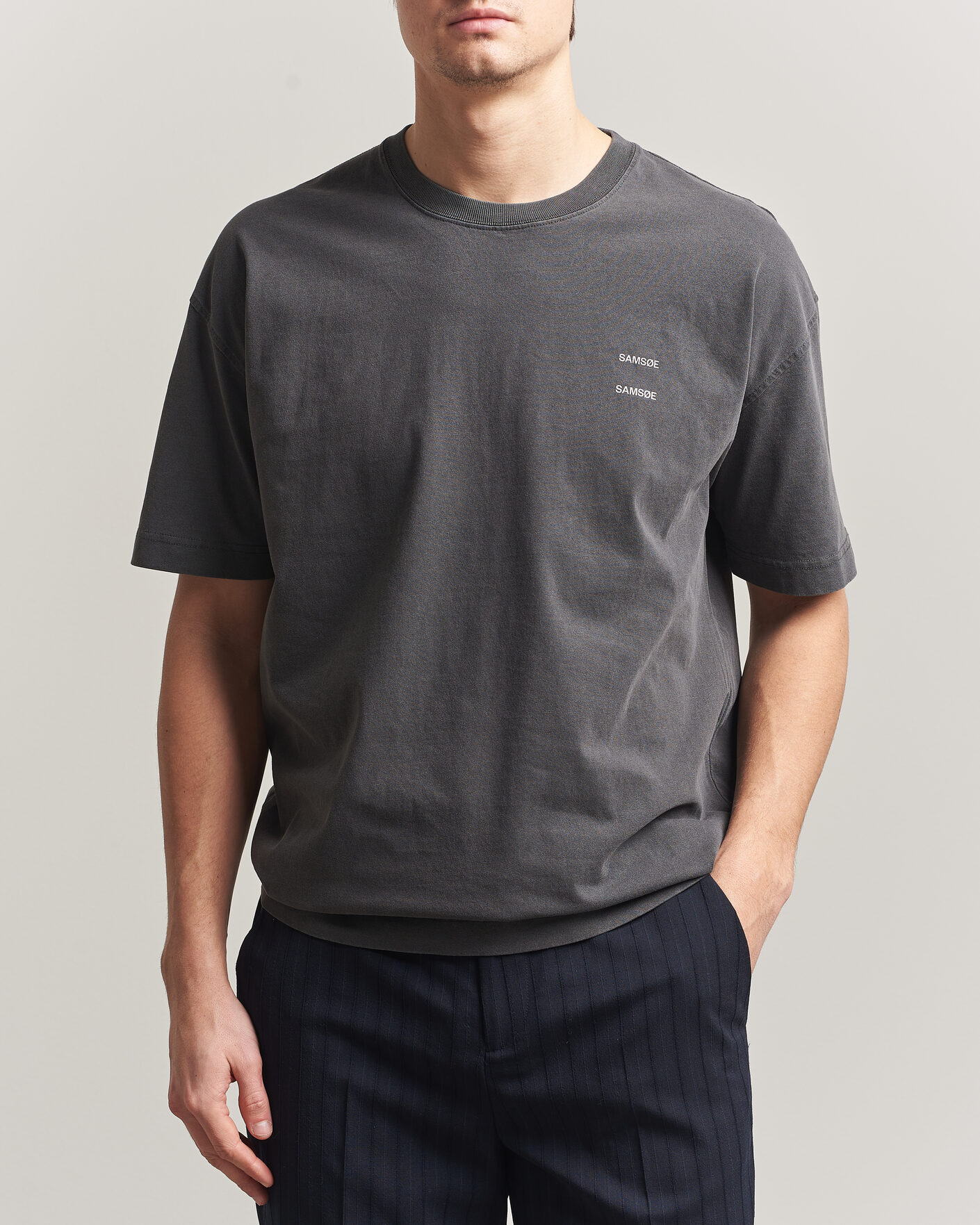 Hombres | Camisetas | Samsøe Samsøe | Joel Washed Organic Cotton T-Shirt Black