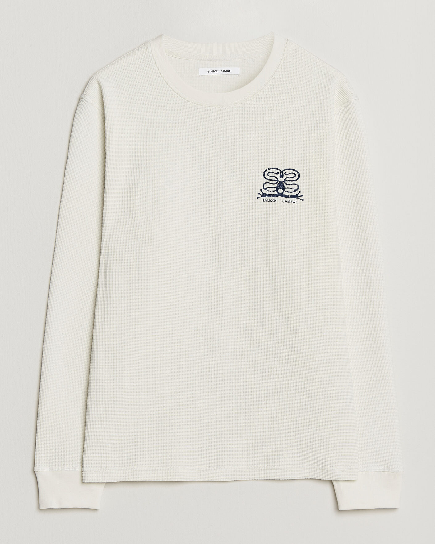 Hombres | Camisetas | Samsøe Samsøe | Fellow Waffle Printed Long Sleeve T-Shirt Clear Cream