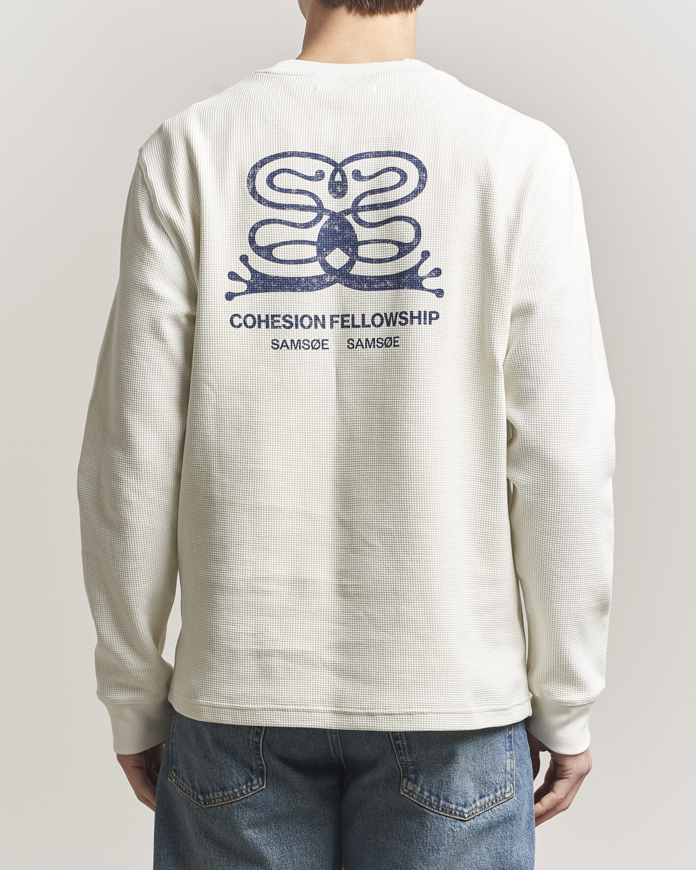 Hombres | Camisetas | Samsøe Samsøe | Fellow Waffle Printed Long Sleeve T-Shirt Clear Cream