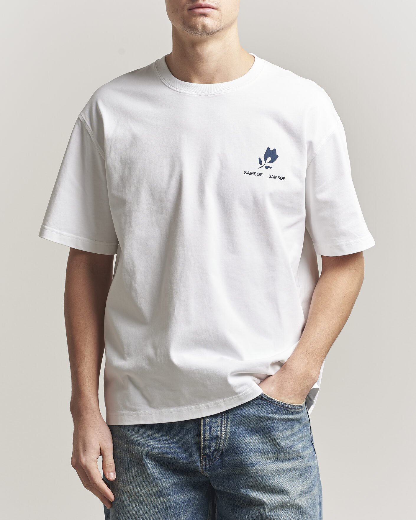 Hombres | Camisetas | Samsøe Samsøe | Cohen Printed Crew Neck T-Shirt White