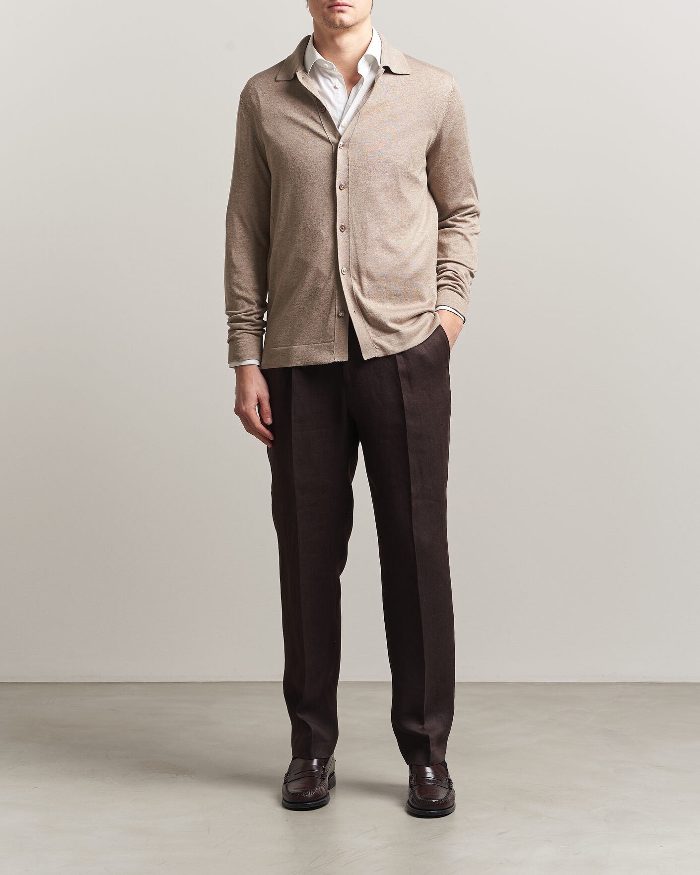 Hombres | Jerséis y prendas de punto | Stenströms | Silk/Cashmere Cardigan Taupe