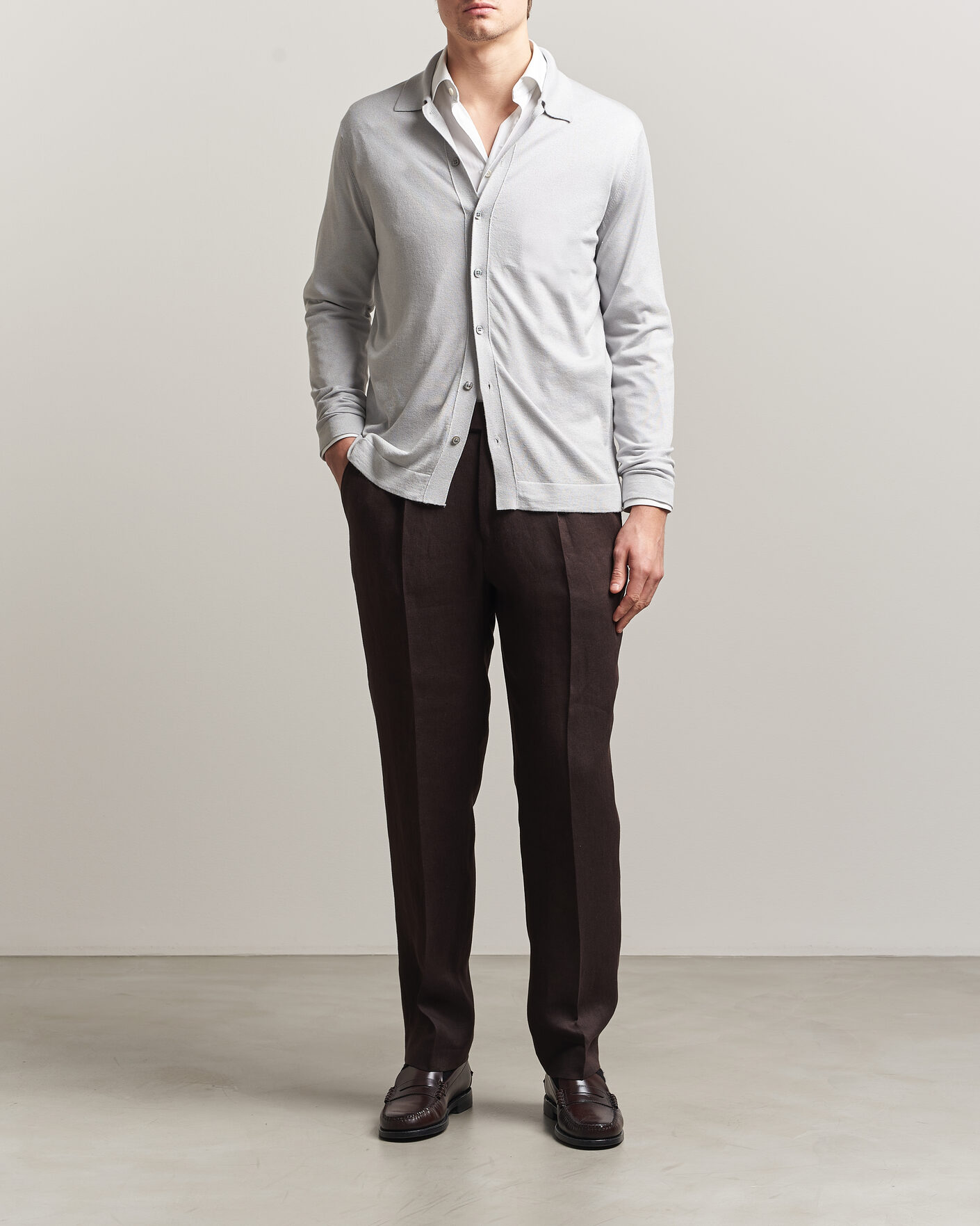Hombres | Jerséis y prendas de punto | Stenströms | Silk/Cashmere Cardigan Light Grey