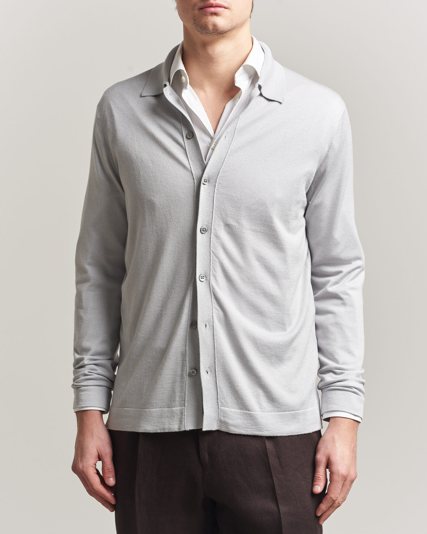 Hombres | Jerséis y prendas de punto | Stenströms | Silk/Cashmere Cardigan Light Grey
