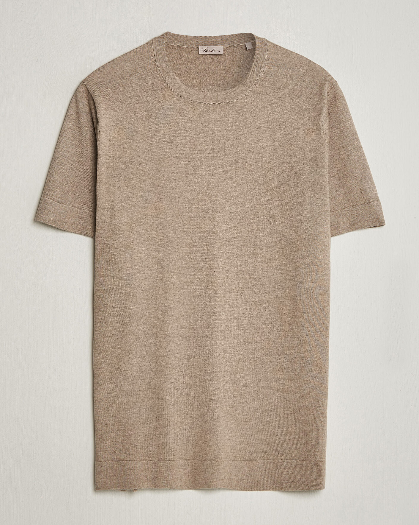 Hombres | Camisetas | Stenströms | Silk/Cashmere T-Shirt Taupe