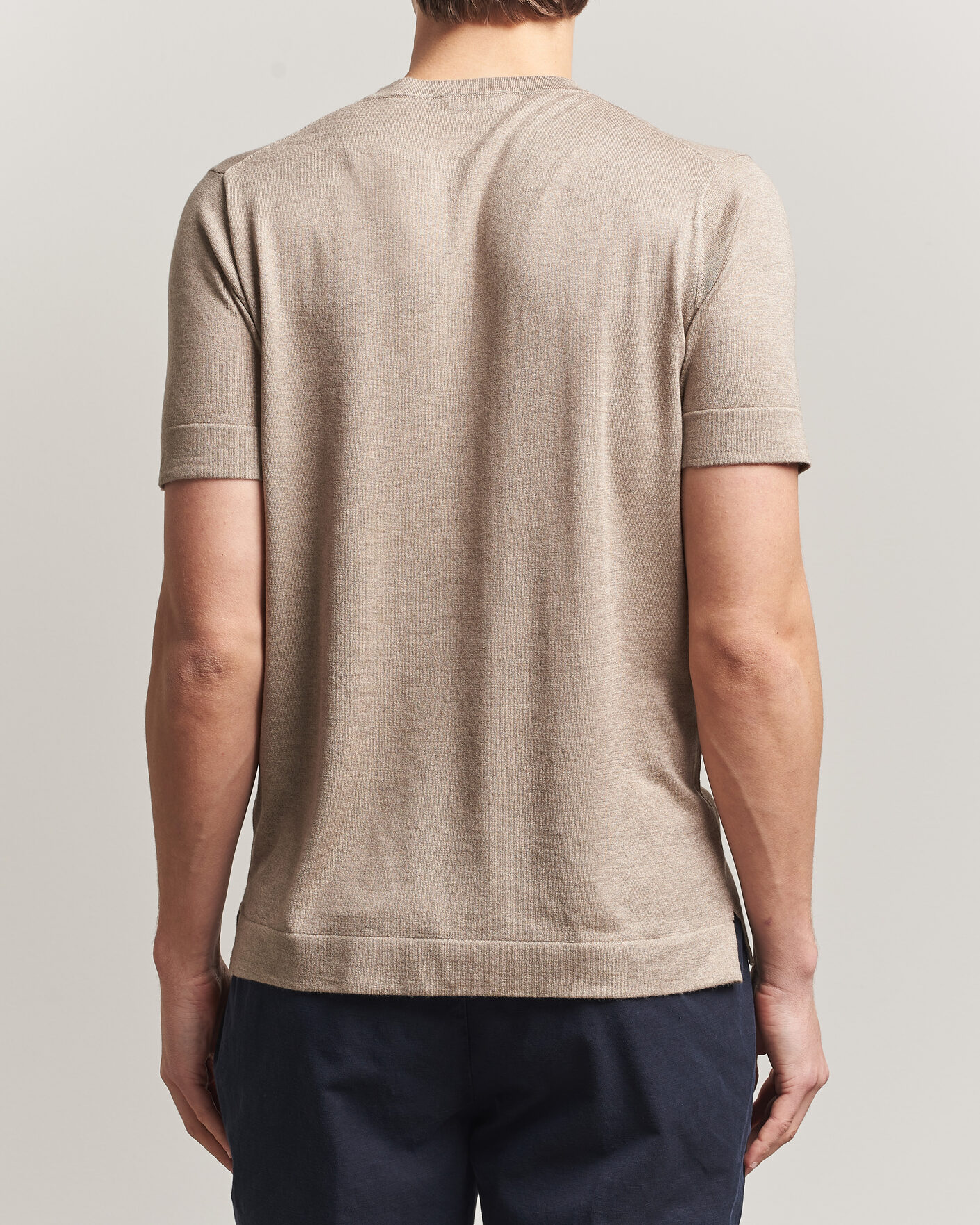 Hombres | Camisetas | Stenströms | Silk/Cashmere T-Shirt Taupe