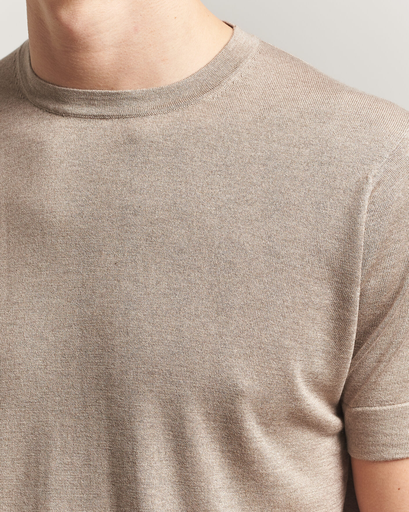 Hombres | Camisetas | Stenströms | Silk/Cashmere T-Shirt Taupe