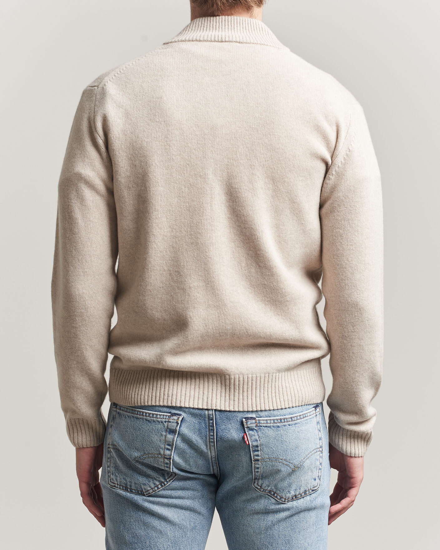 Hombres | Jerséis y prendas de punto | Stenströms | Brushed Merino Full Zip Beige